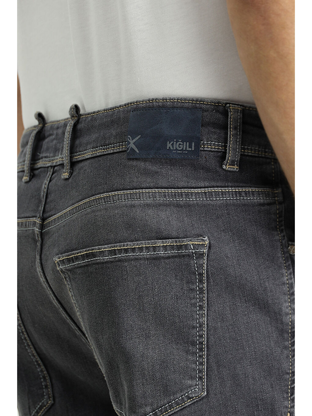 Gri Regular Fit Elastanlı Denim Jean Pantolon-5