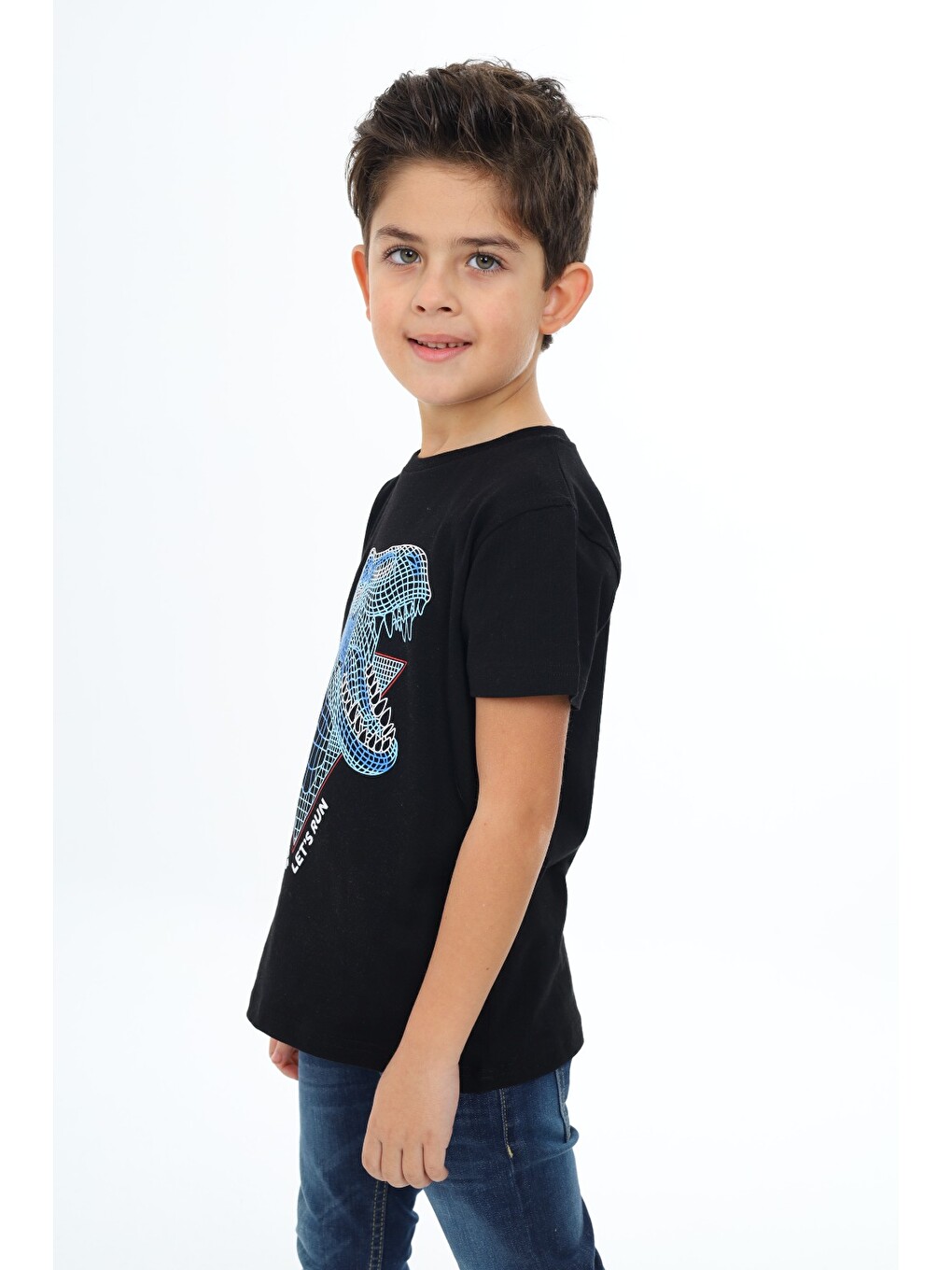 Siyah Erkek Çocuk Baskılı Tişört-3