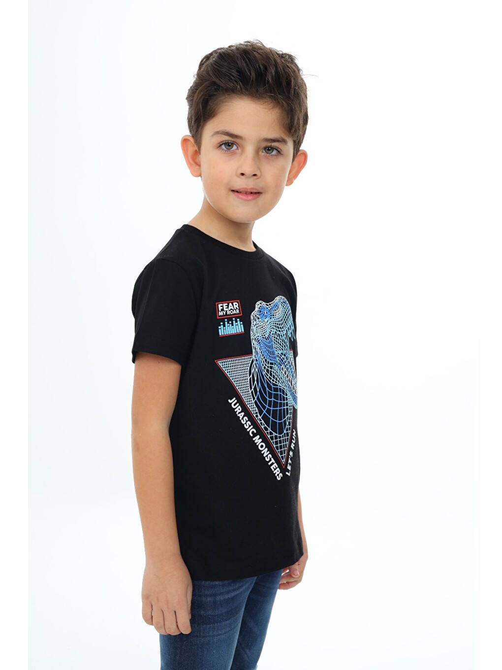 Siyah Erkek Çocuk Baskılı Tişört-4
