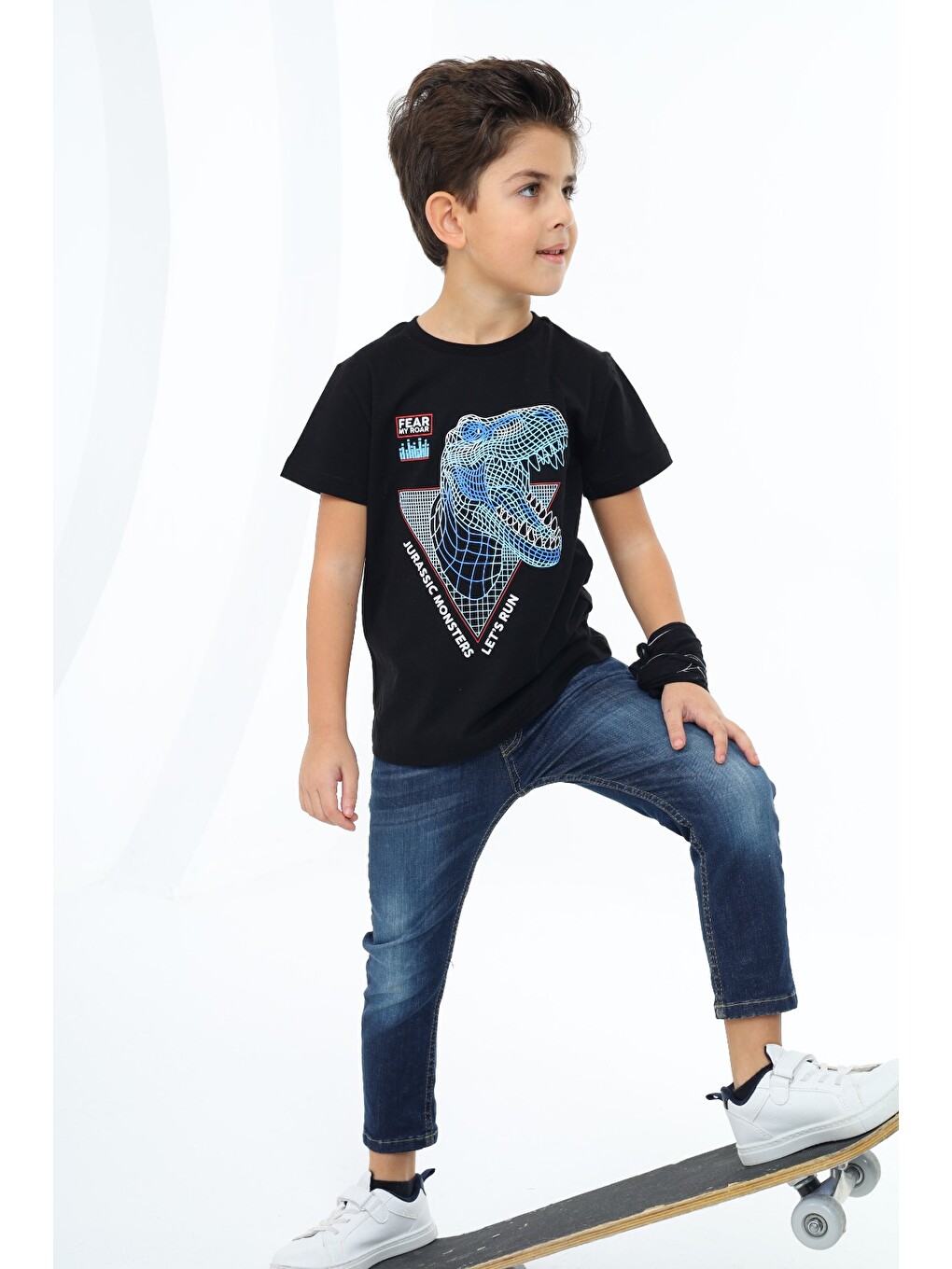 Siyah Erkek Çocuk Baskılı Tişört-5