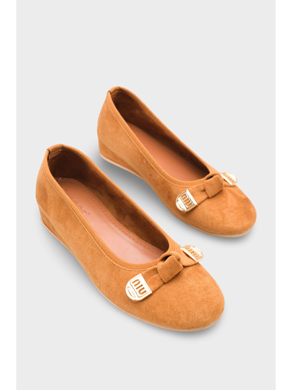 Kahverengi Rena Gizli Topuklu Feta Metal Tokalı Kadın Babet-1