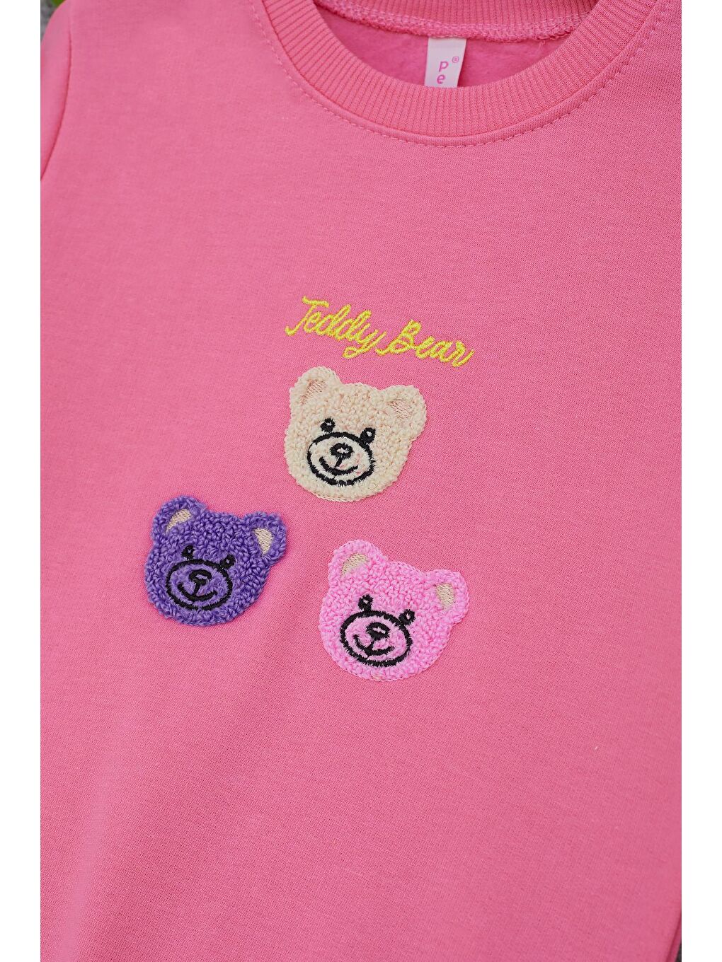 Pembe Ayıcık Nakışlı Kız Çocuk Kız Çocuk Sweatshirt 17199-1