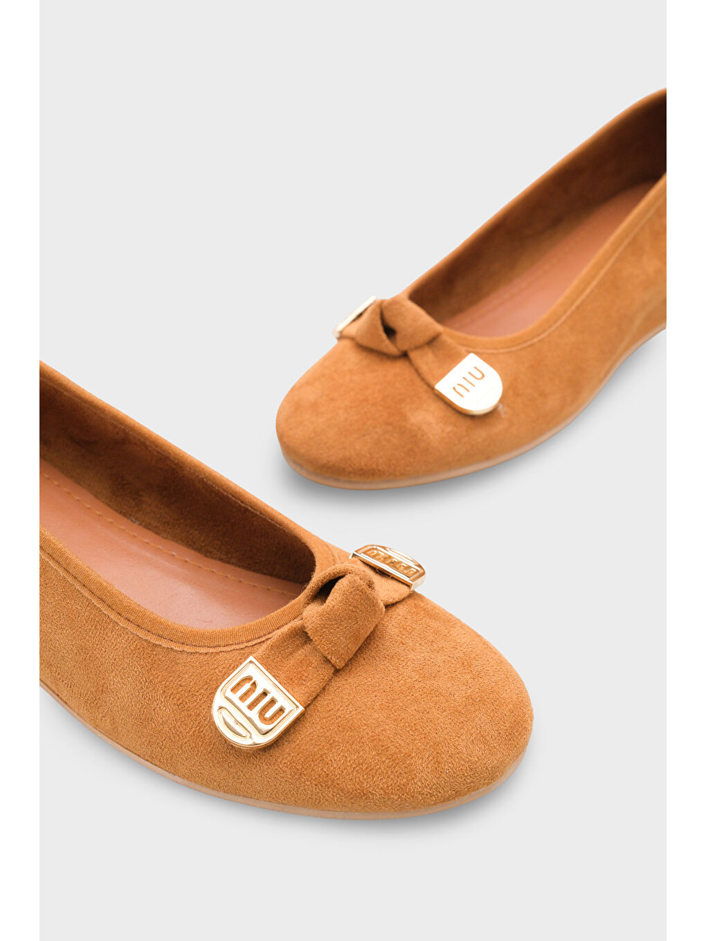 Kahverengi Rena Gizli Topuklu Feta Metal Tokalı Kadın Babet-3