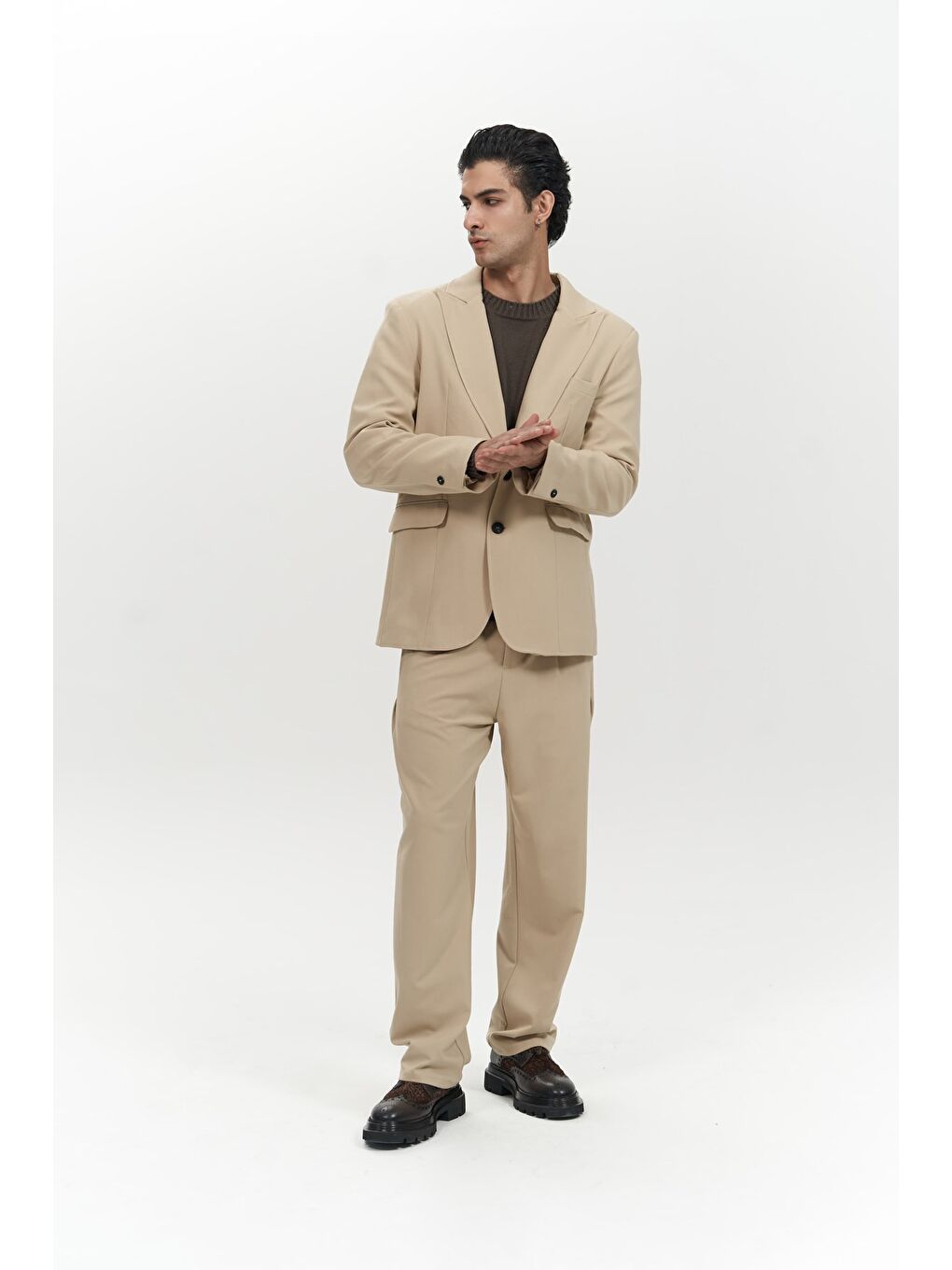 Orlando Bej Erkek Ceket Pantolon Takım-1