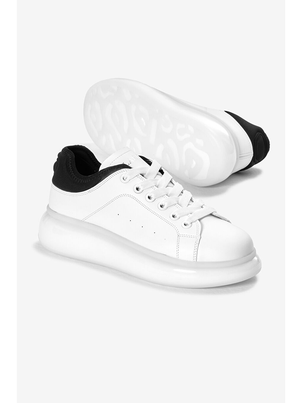 Erkek Beyaz Kalın Taban Bağcıklı Spor Ayakkabı-3