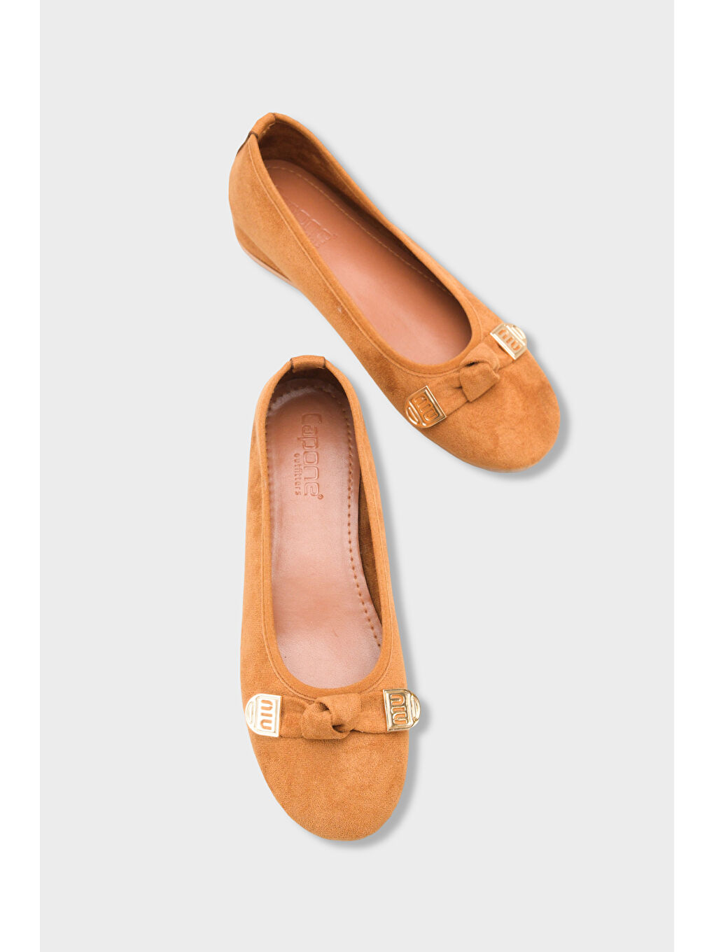 Kahverengi Rena Gizli Topuklu Feta Metal Tokalı Kadın Babet-5