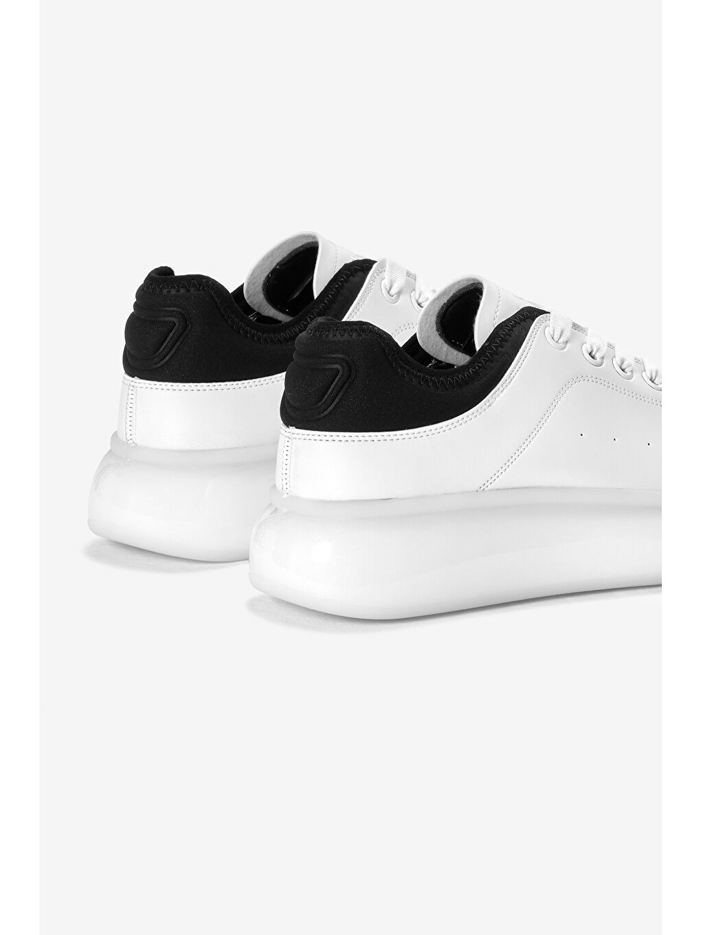 Erkek Beyaz Kalın Taban Bağcıklı Spor Ayakkabı-4