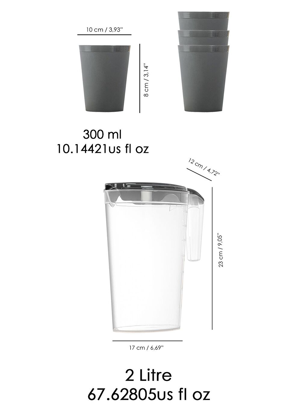 Gri 5 Parça Sürahi Bardak Seti 5'li Piknik Kamp Seti Sürahi Bardak Seti-4