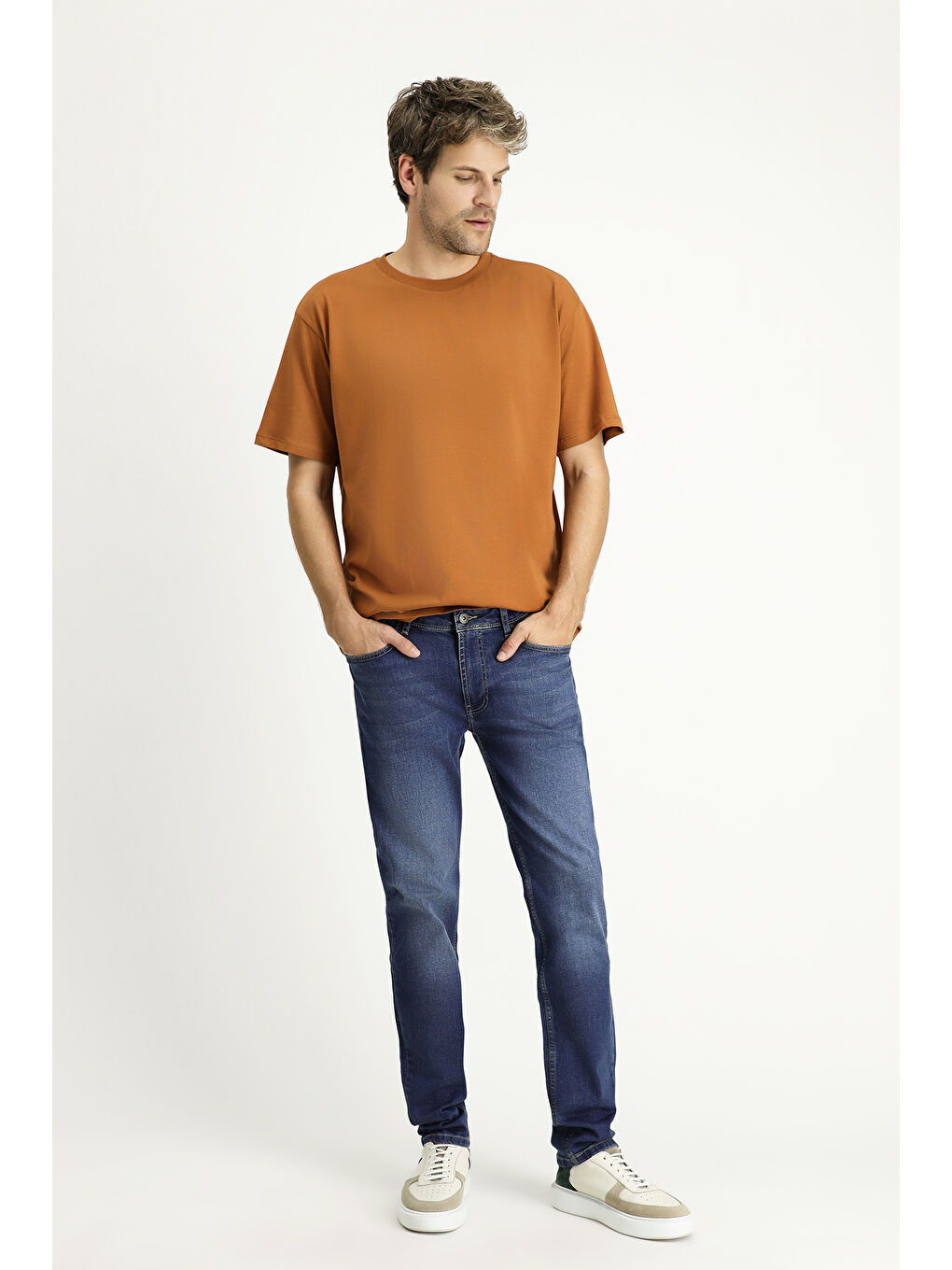 Lacivert Super Slim Fit Ekstra Dar Kesim Elastanlı Denim Pantolon