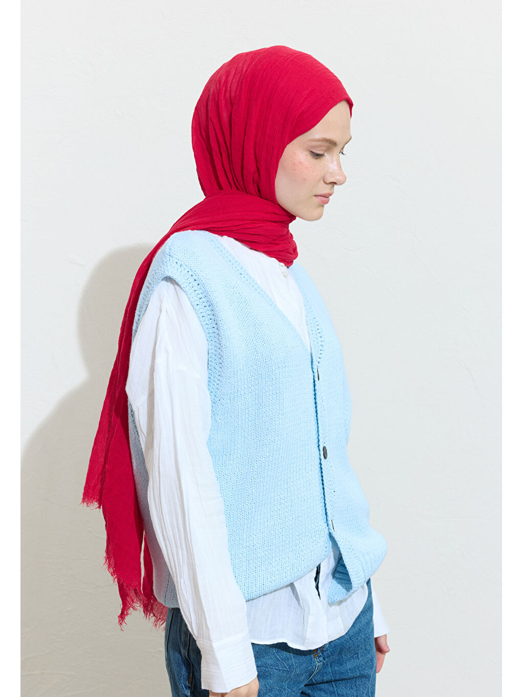 Mercan PAMUKLU KETEN ŞAL STRAWBERRY SHORTCAKE-1