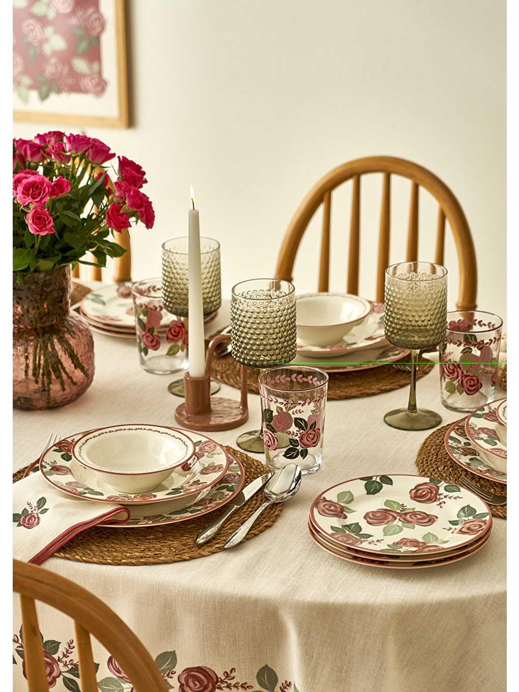 Karışık Rose Porselen 6'lı Çukur Tabak (23 Cm)-1