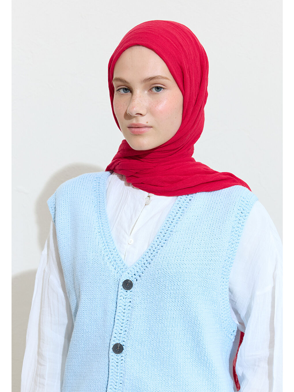 Mercan PAMUKLU KETEN ŞAL STRAWBERRY SHORTCAKE-2