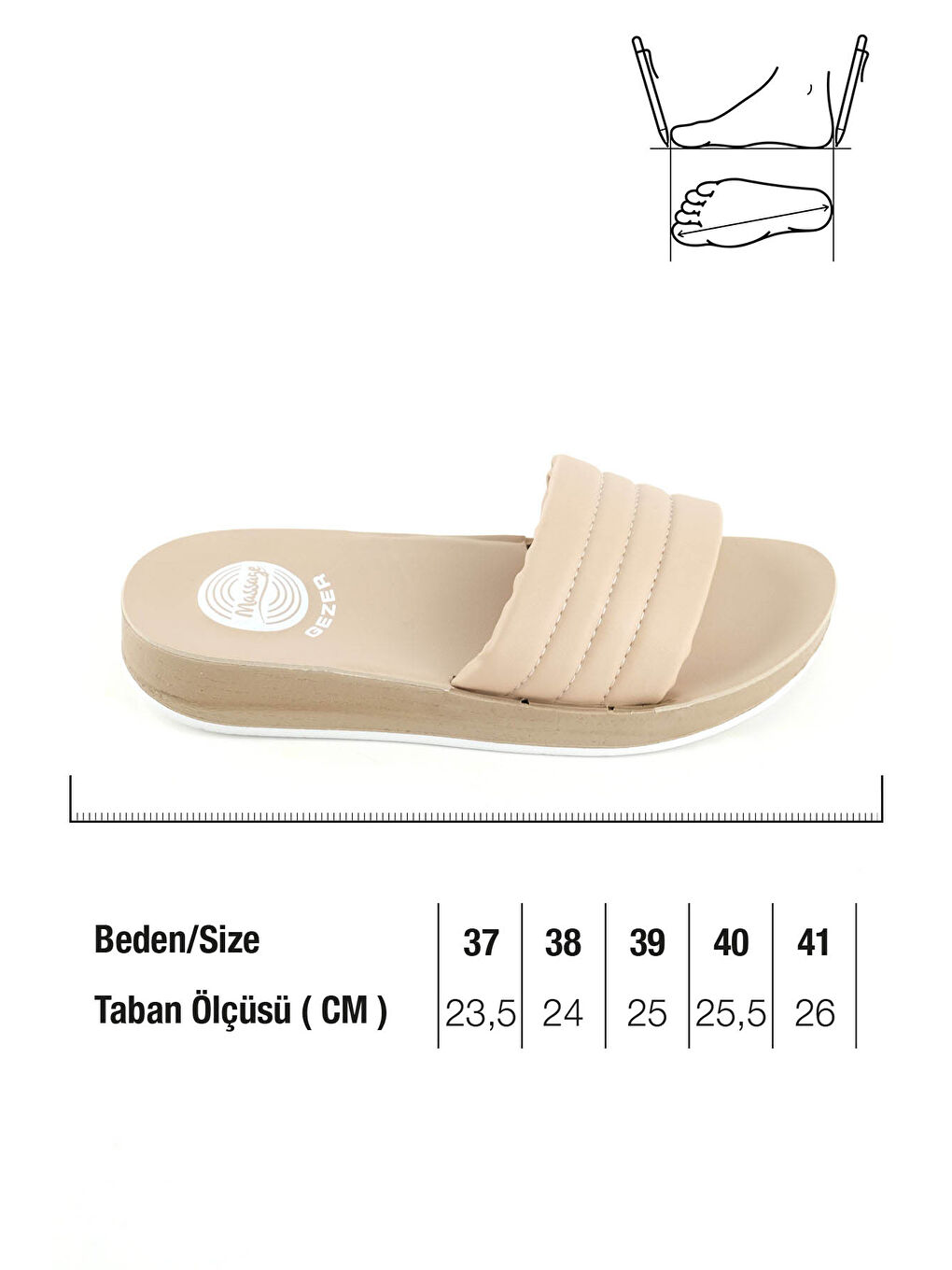 Bej Kadın Yazlık Suni Deri Masaj Taban Günlük Ev Bahçe Terlik-1