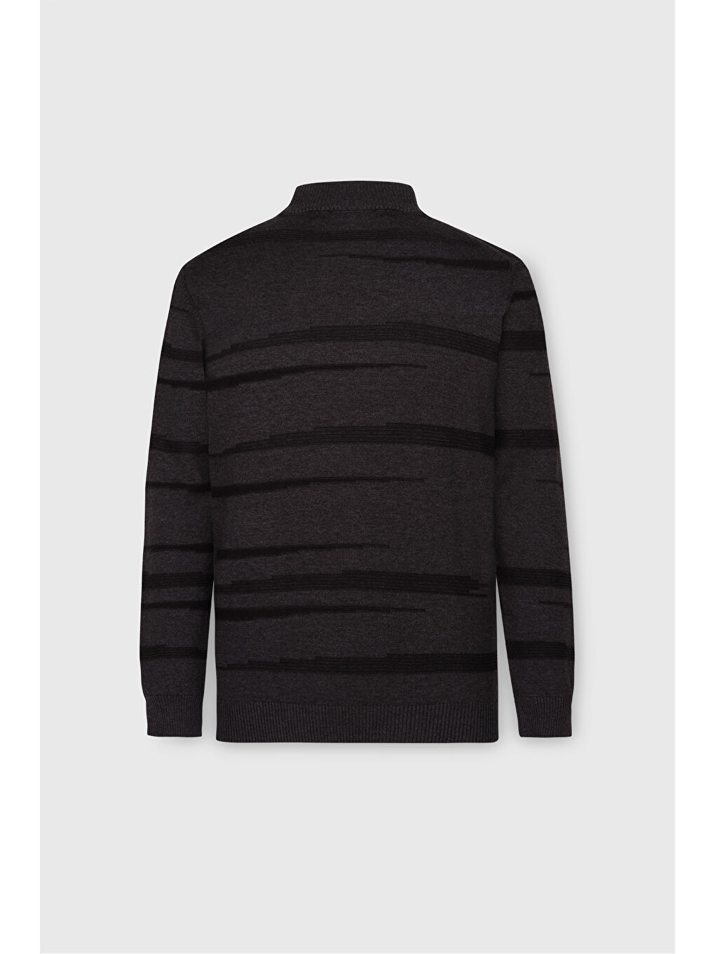 Erkek Antrasit-Melanj %100 Pamuk Standart Fit Normal Kesim Yarım Balıkçı Yaka Triko Kazak-6