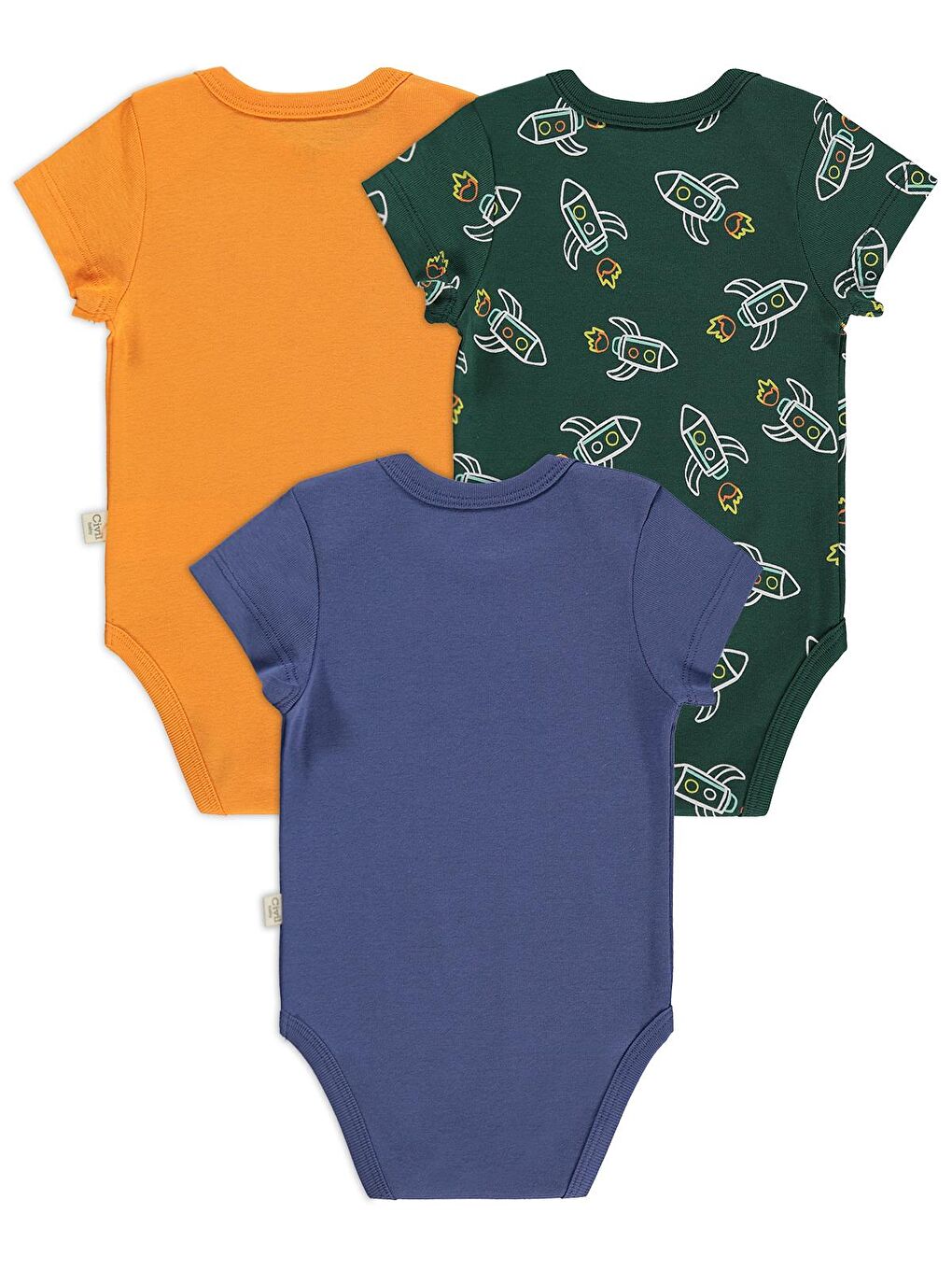 Baby Roket Empirmeli 3 Lü 0-36 Ay Çıtçıtlı Badi - Yeşil 6-9 Ay-1