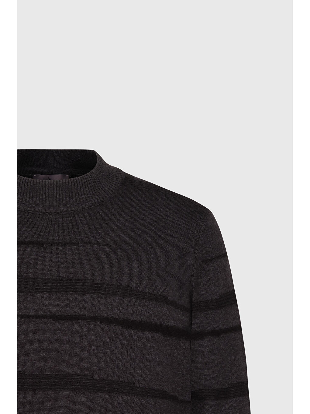 Erkek Antrasit-Melanj %100 Pamuk Standart Fit Normal Kesim Yarım Balıkçı Yaka Triko Kazak-7