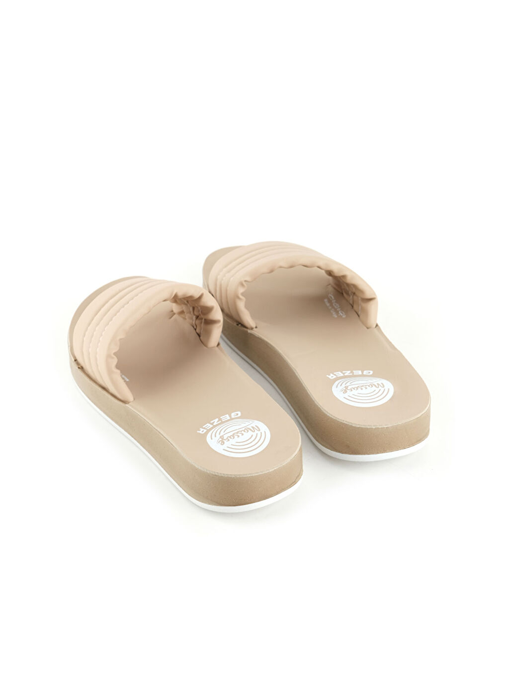 Bej Kadın Yazlık Suni Deri Masaj Taban Günlük Ev Bahçe Terlik-3