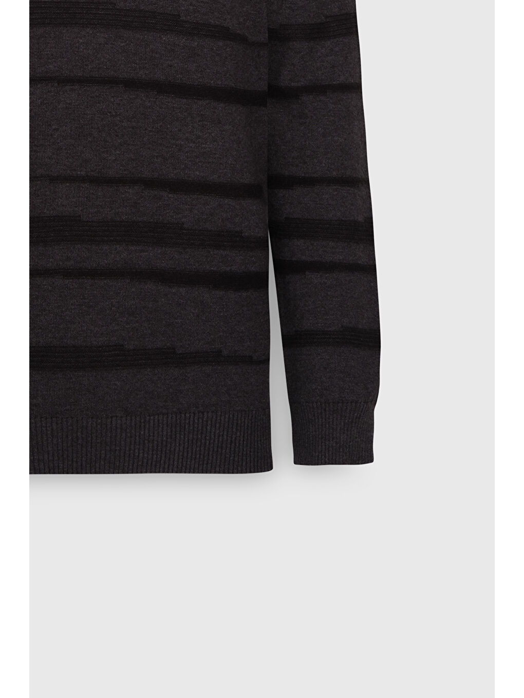 Erkek Antrasit-Melanj %100 Pamuk Standart Fit Normal Kesim Yarım Balıkçı Yaka Triko Kazak-8