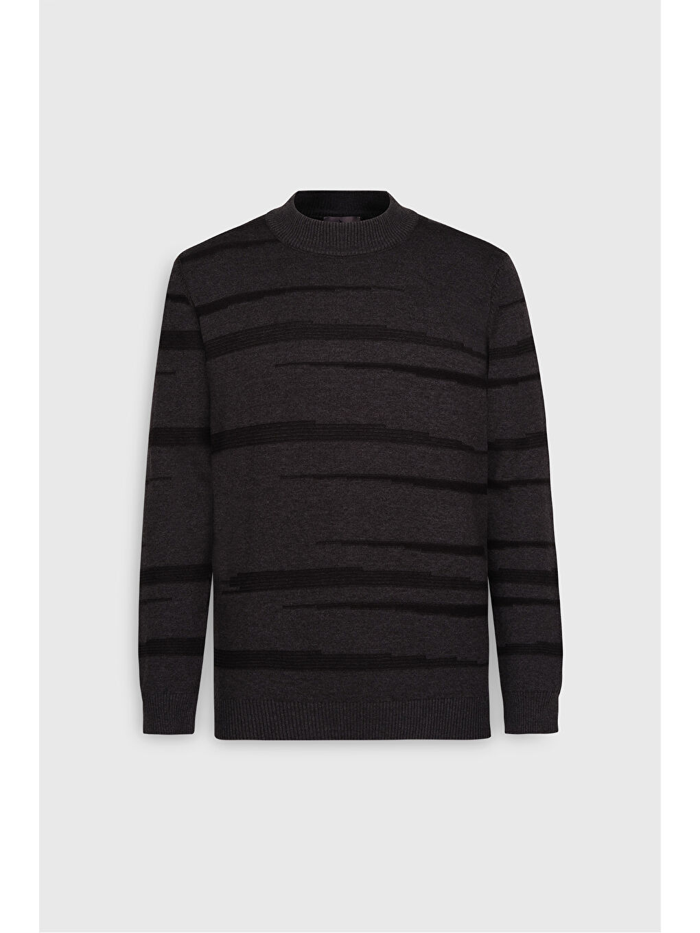 Erkek Antrasit-Melanj %100 Pamuk Standart Fit Normal Kesim Yarım Balıkçı Yaka Triko Kazak-9