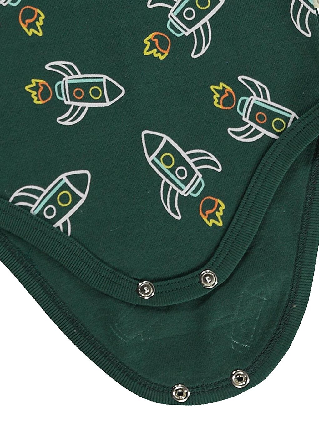 Baby Roket Empirmeli 3 Lü 0-36 Ay Çıtçıtlı Badi - Yeşil 6-9 Ay-4