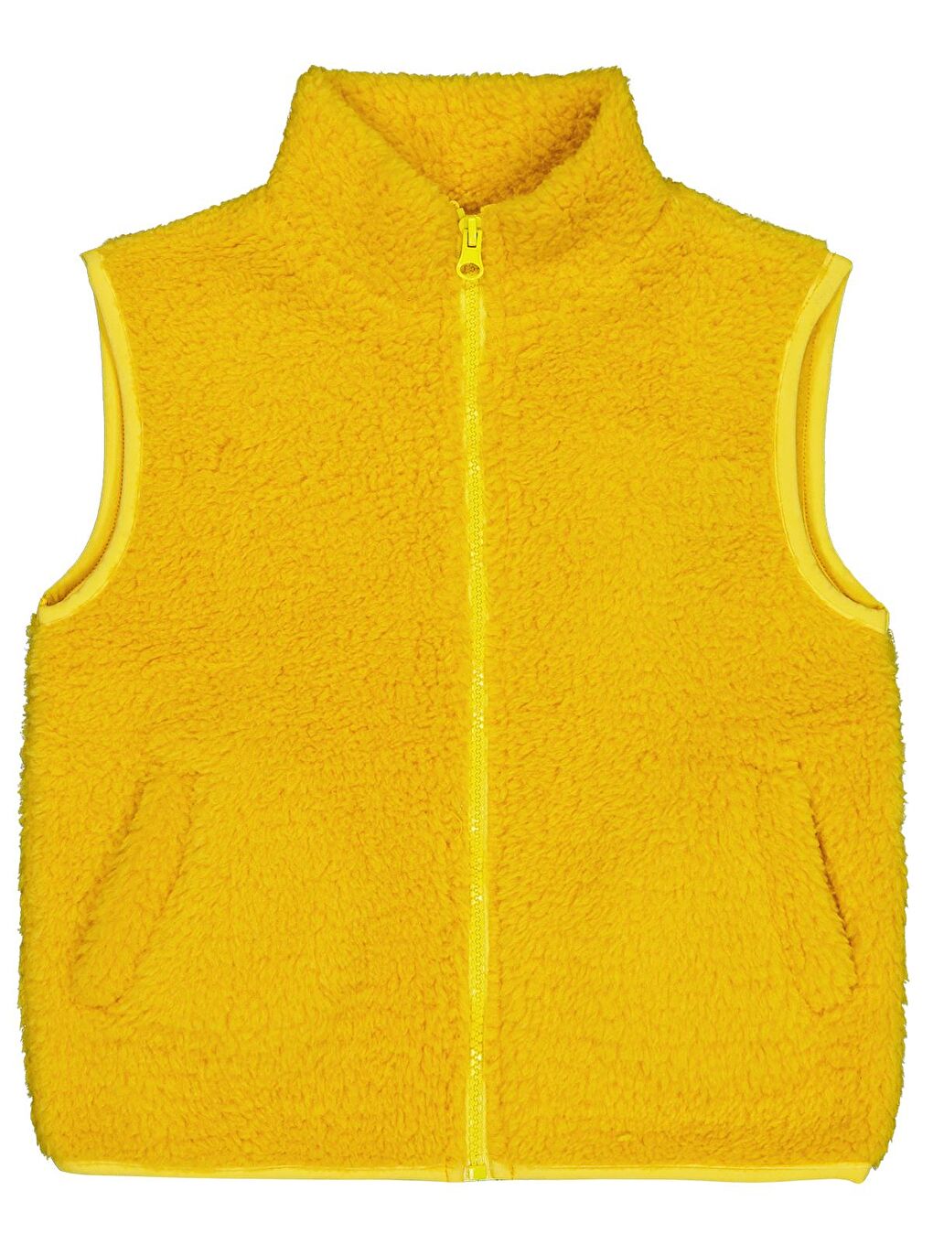 Sarı Boys Cepli Fermuarlı 2-5 Yaş Yelek - Hardal 2-3 Yaş