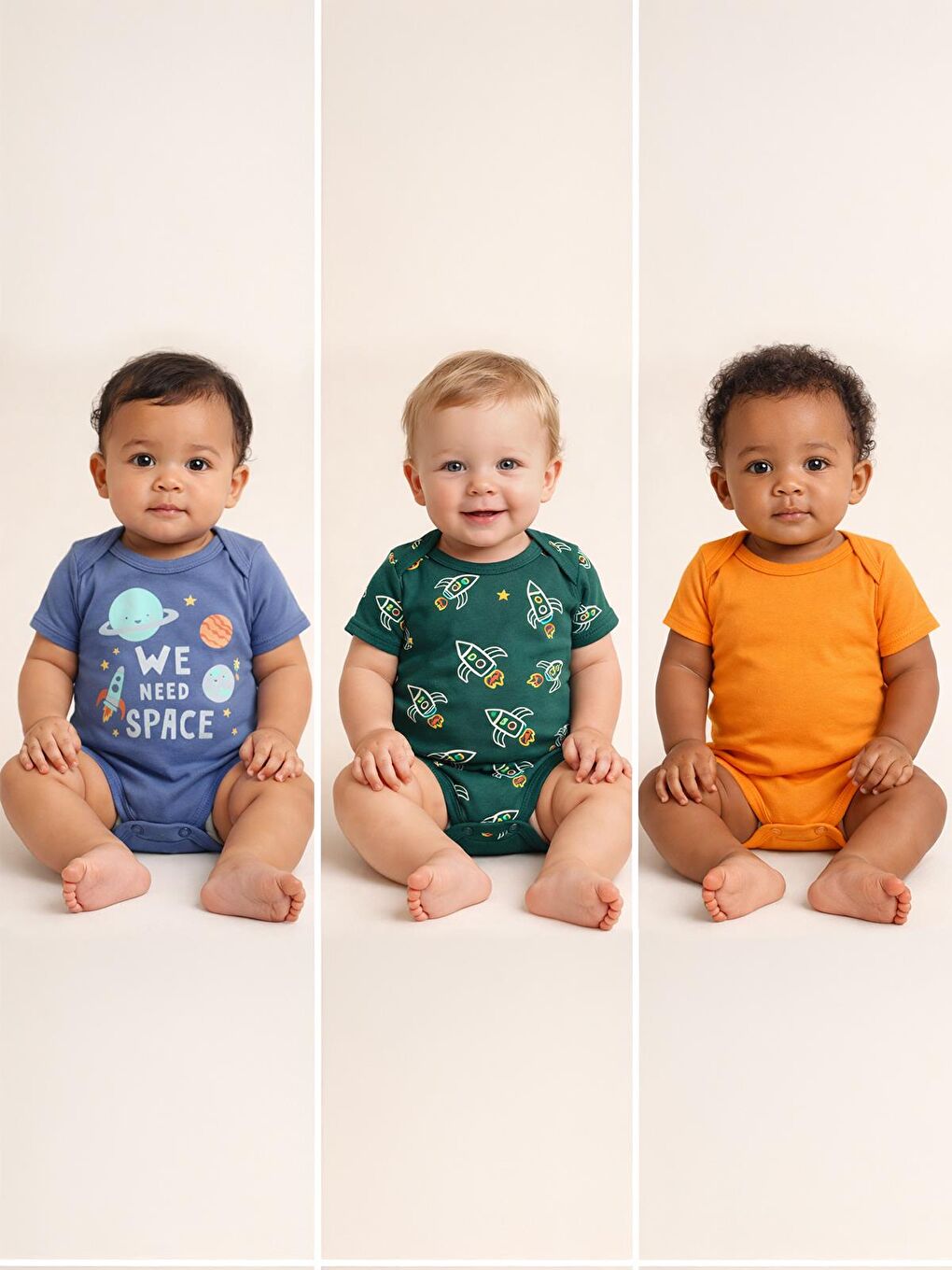 Baby Roket Empirmeli 3 Lü 0-36 Ay Çıtçıtlı Badi - Yeşil 6-9 Ay-11