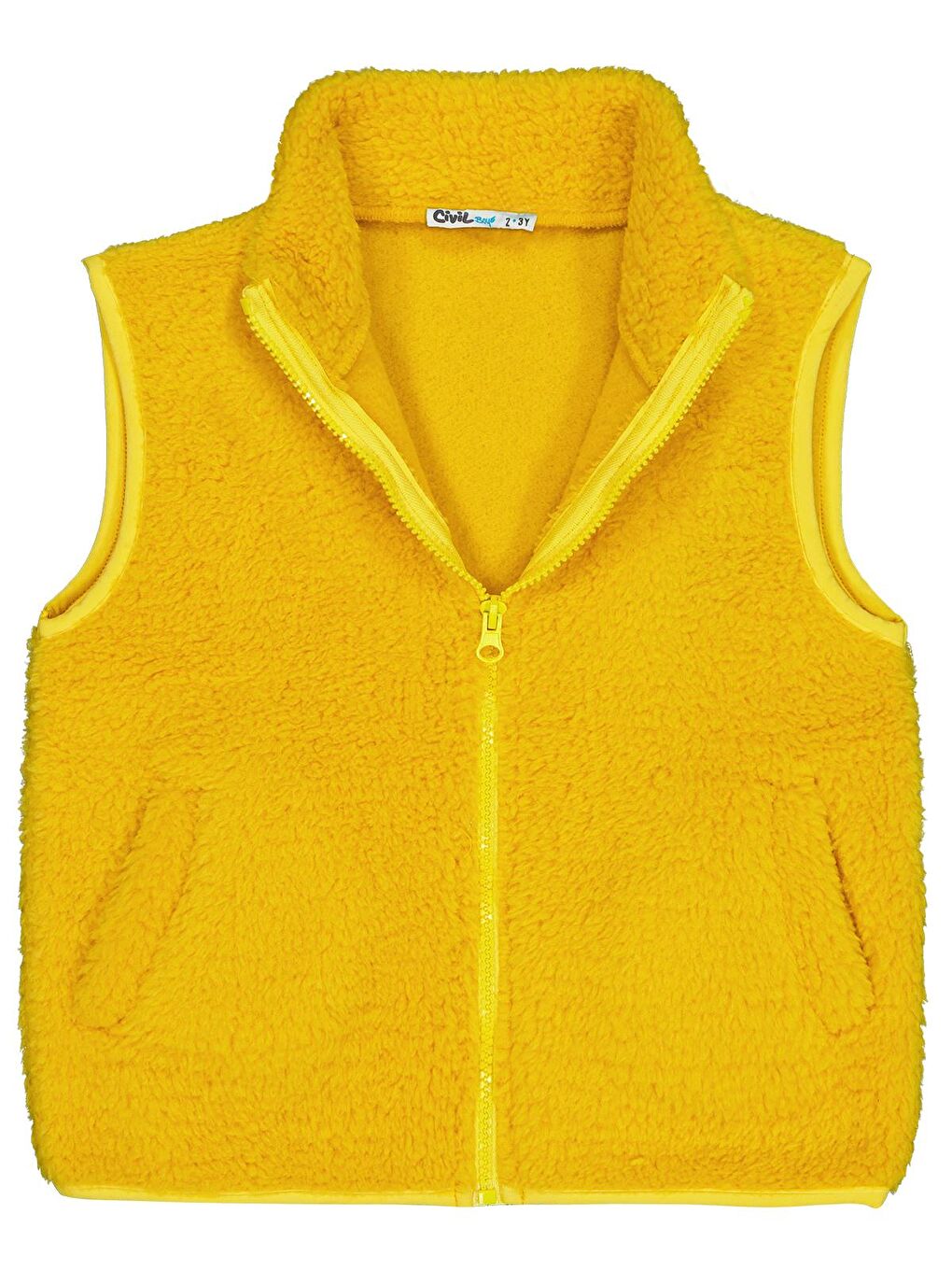 Sarı Boys Cepli Fermuarlı 2-5 Yaş Yelek - Hardal 2-3 Yaş-2