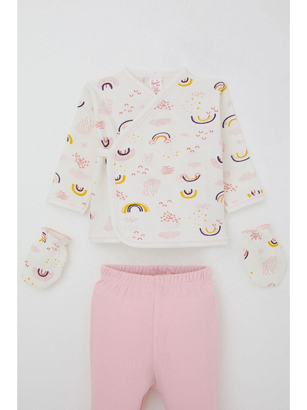 Kız Bebek Hastane Çıkışı 5 Li Gökyüzü Temalı Bulut Desenli Ekru (0-3 Ay)-2