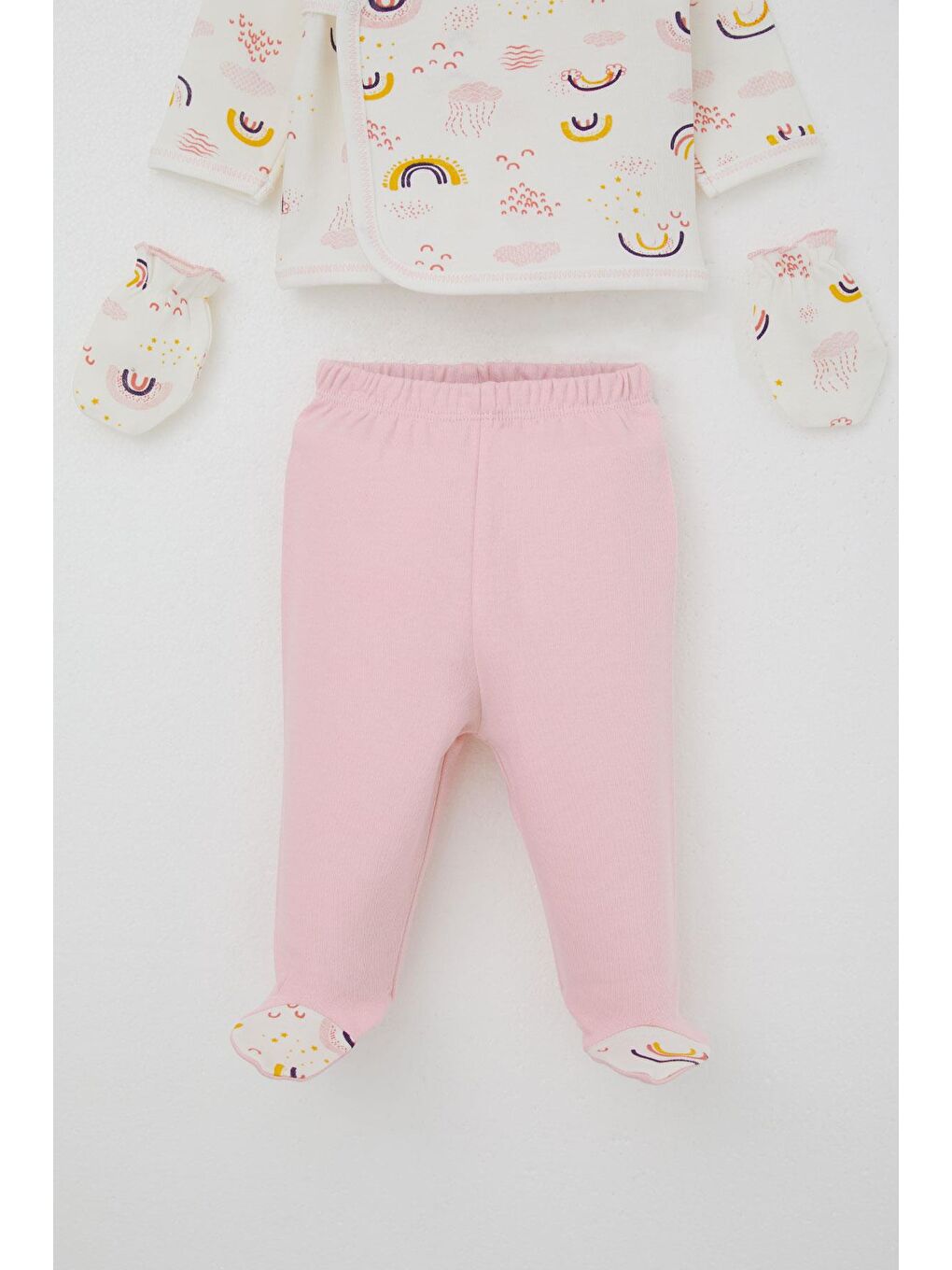 Kız Bebek Hastane Çıkışı 5 Li Gökyüzü Temalı Bulut Desenli Ekru (0-3 Ay)-3