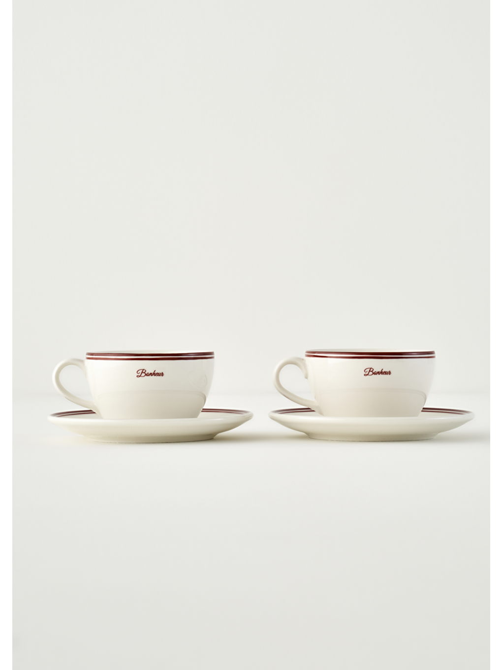 Bonheur 2'li Porselen Çay Fincanı Bordo (270 Cc)-1
