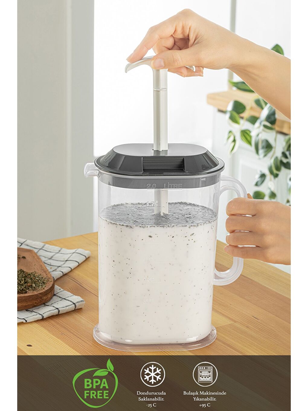 Gri 6 Parça Sürahi Bardak Seti 6'lı Piknik Kamp Seti Sürahi Bardak Seti-2