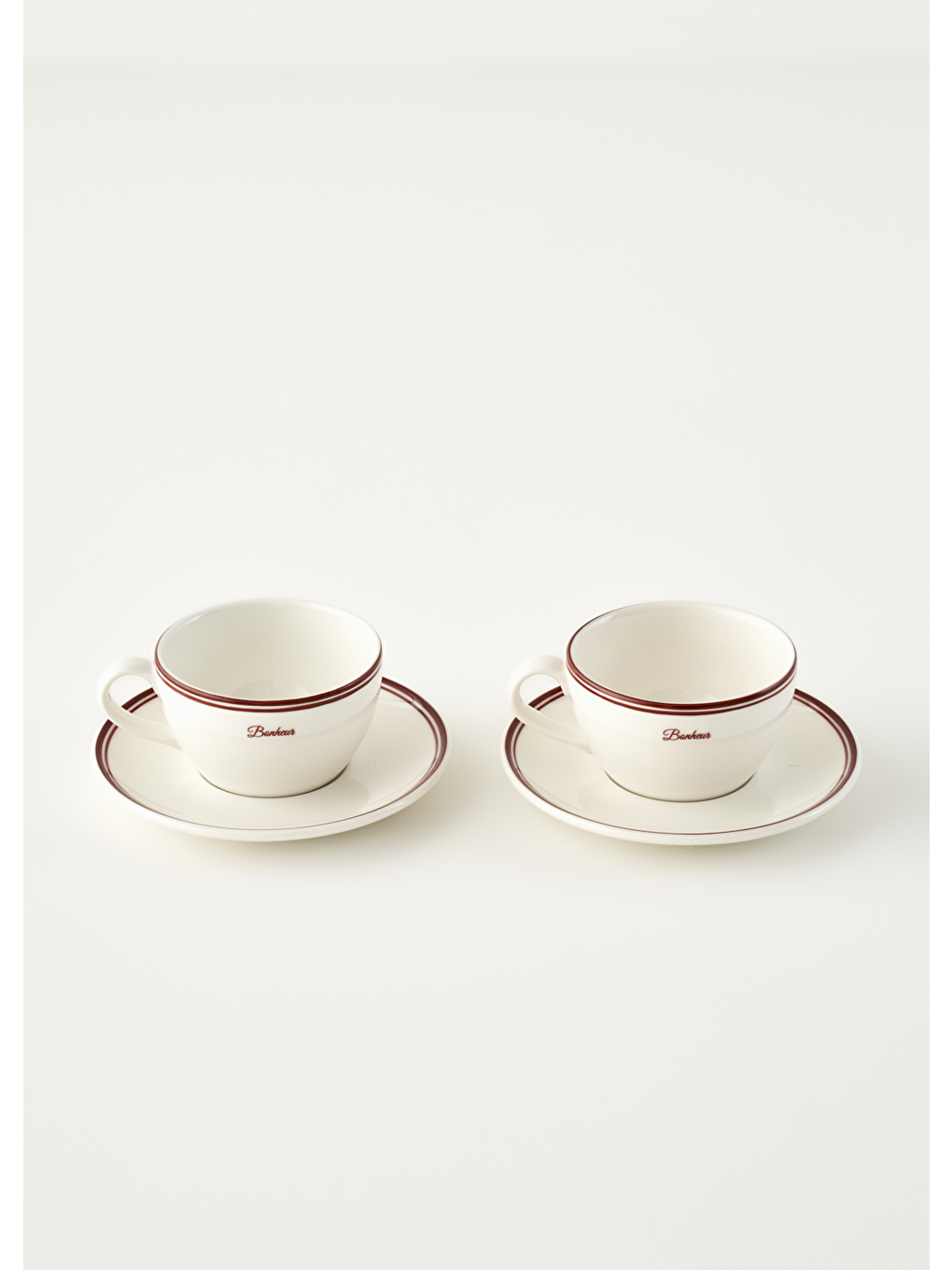 Bonheur 2'li Porselen Çay Fincanı Bordo (270 Cc)-2