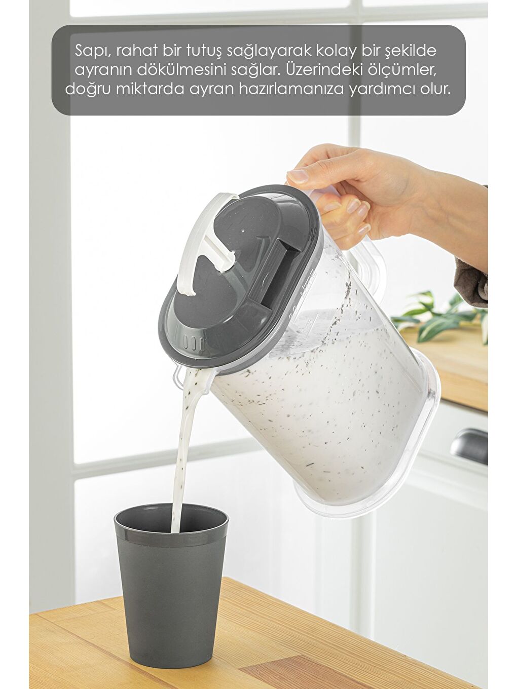 Gri 6 Parça Sürahi Bardak Seti 6'lı Piknik Kamp Seti Sürahi Bardak Seti-4