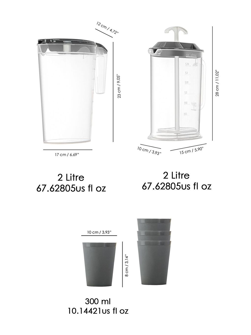 Gri 6 Parça Sürahi Bardak Seti 6'lı Piknik Kamp Seti Sürahi Bardak Seti-7