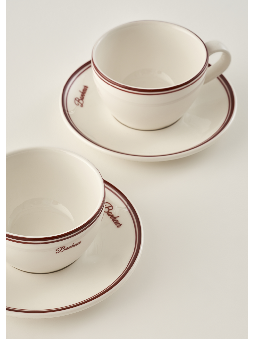 Bonheur 2'li Porselen Çay Fincanı Bordo (270 Cc)-3