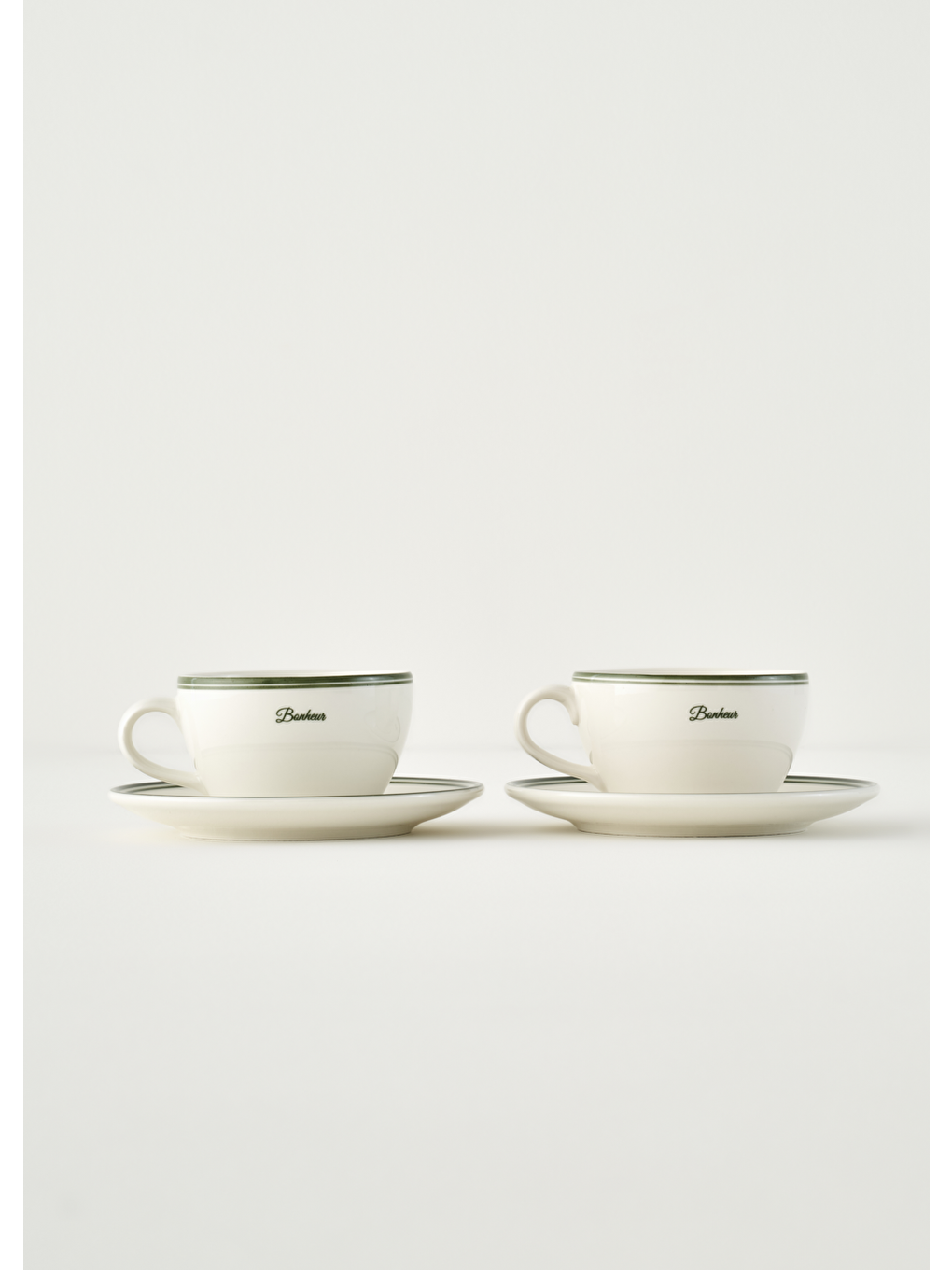 Bonheur 2'li Porselen Çay Fincanı Yeşil (270 Cc)-1