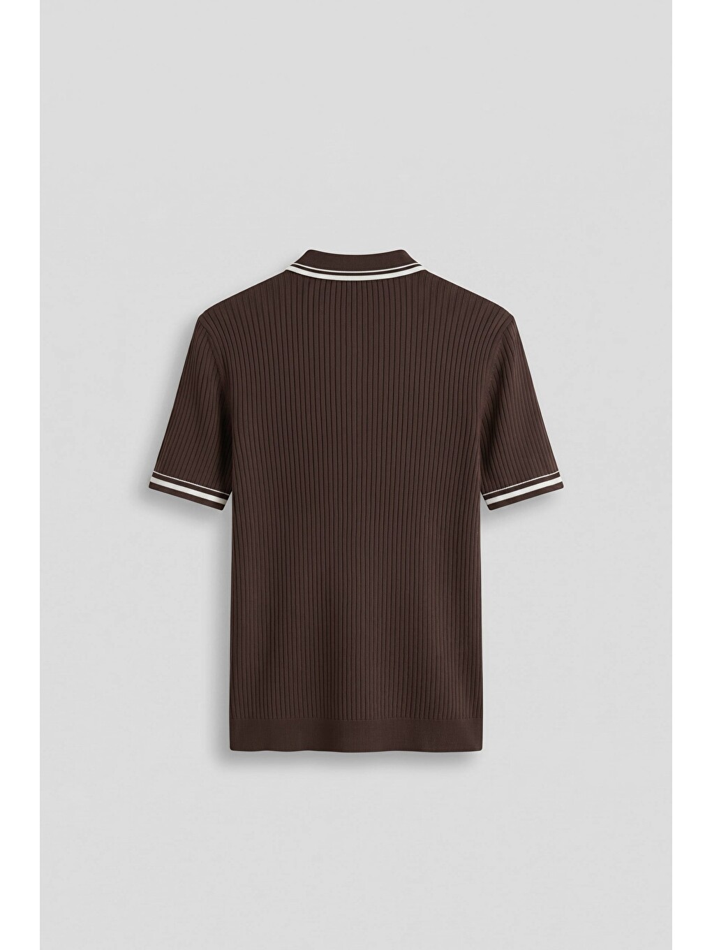 Erkek Regular Fit Pamuklu Kontrast Detaylı Polo Yaka T-Shirt Kahverengi-1