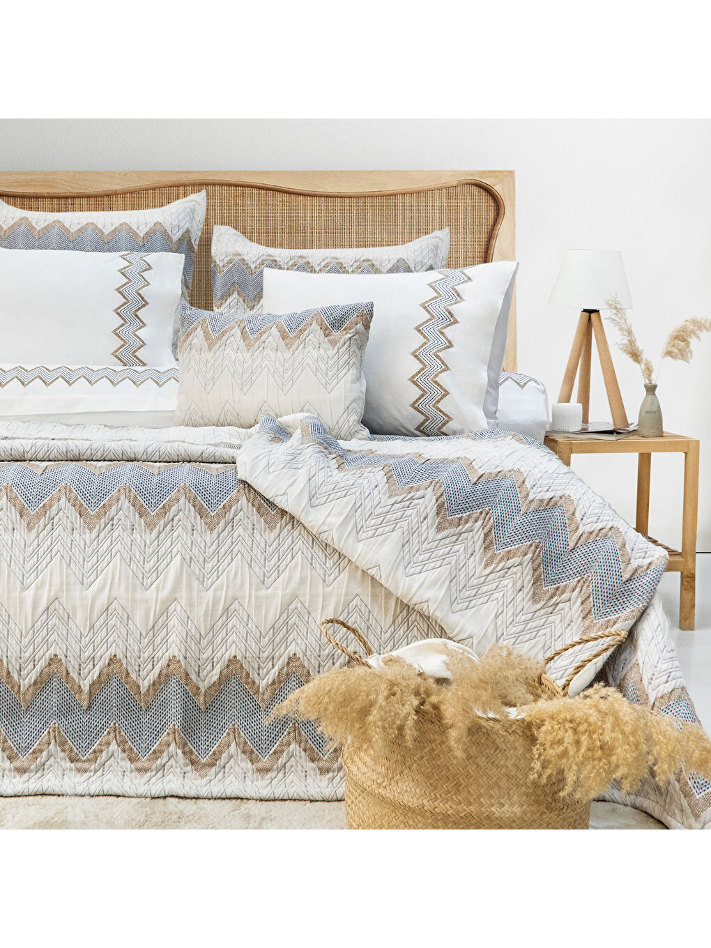 Home Rita Yatak Örtüsü Nevresim Seti 8 Parça-Mavi-1