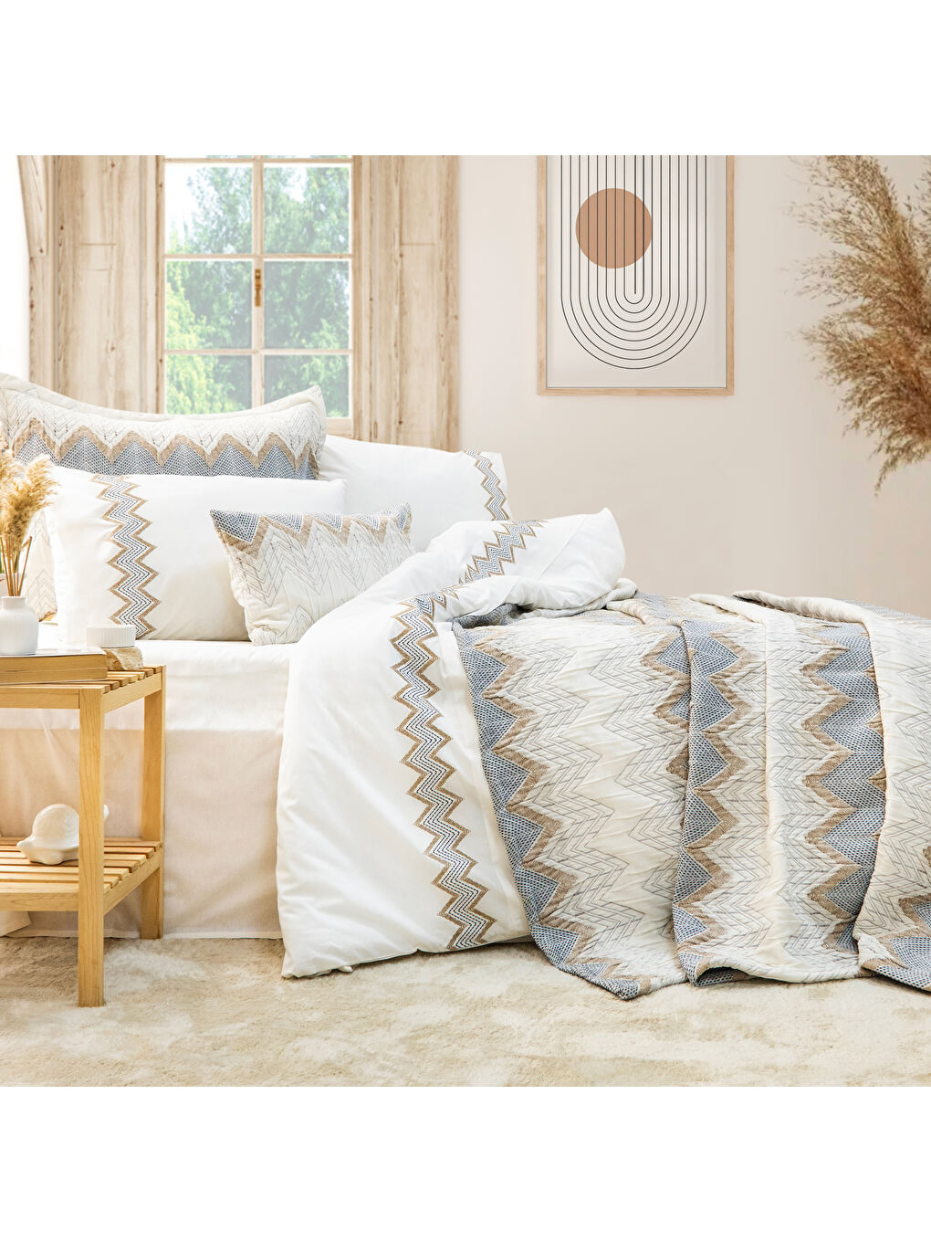 Home Rita Yatak Örtüsü Nevresim Seti 8 Parça-Mavi-2