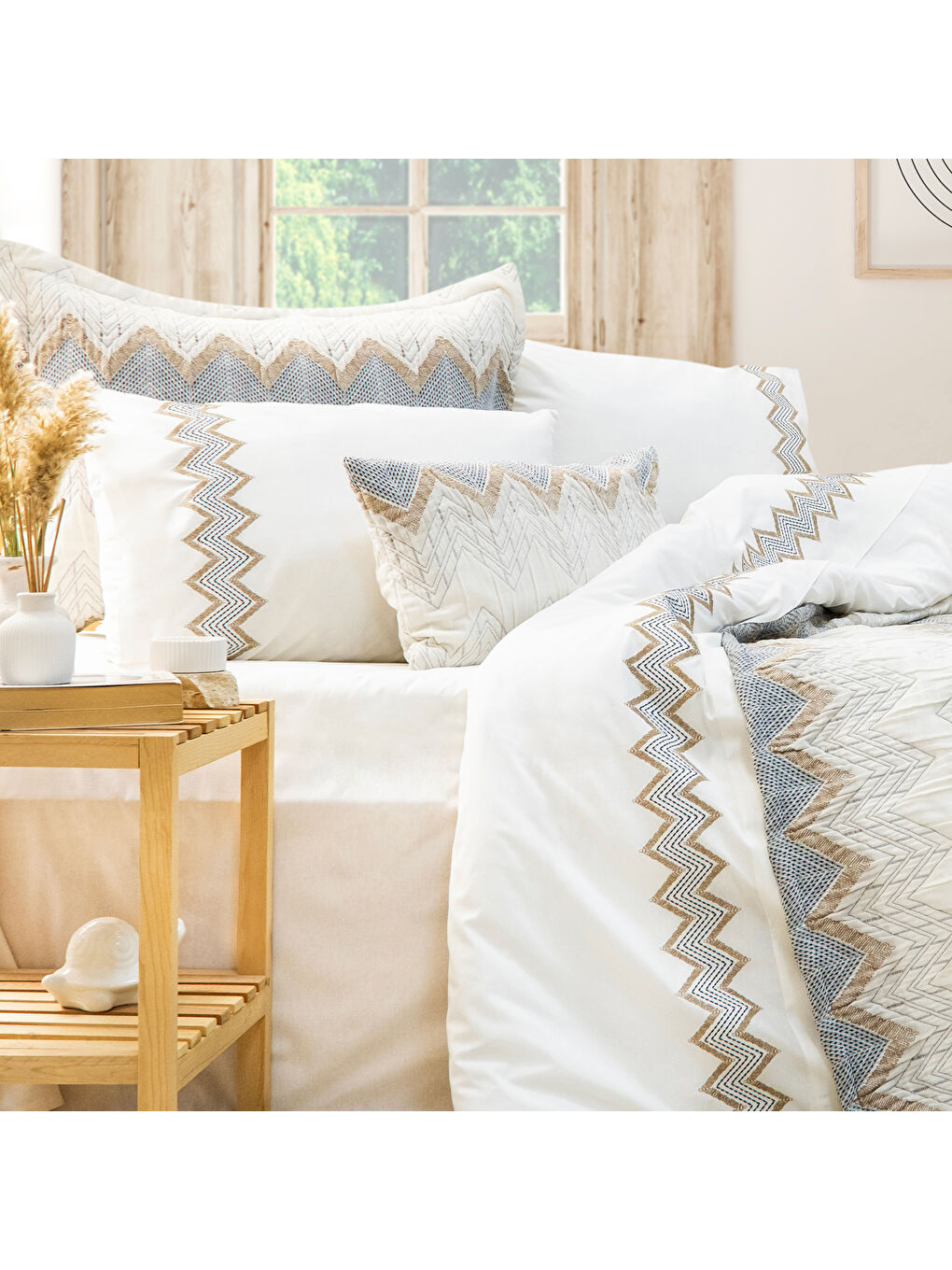 Home Rita Yatak Örtüsü Nevresim Seti 8 Parça-Mavi-3