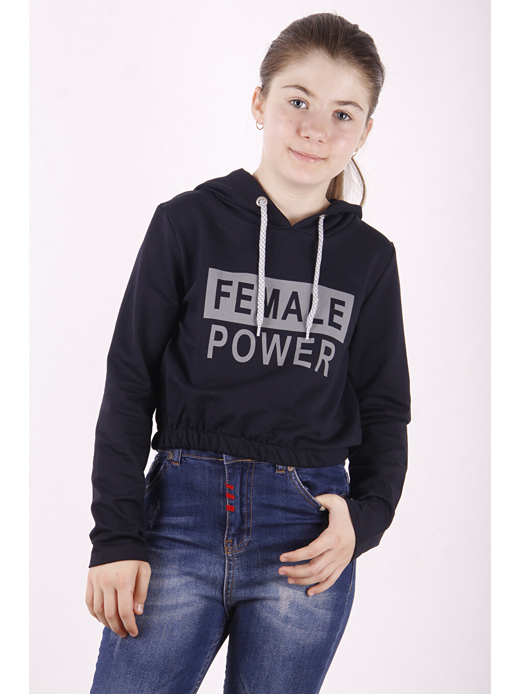 Lacivert Kız Çocuk Female Power Baskılı Sweatshirt
