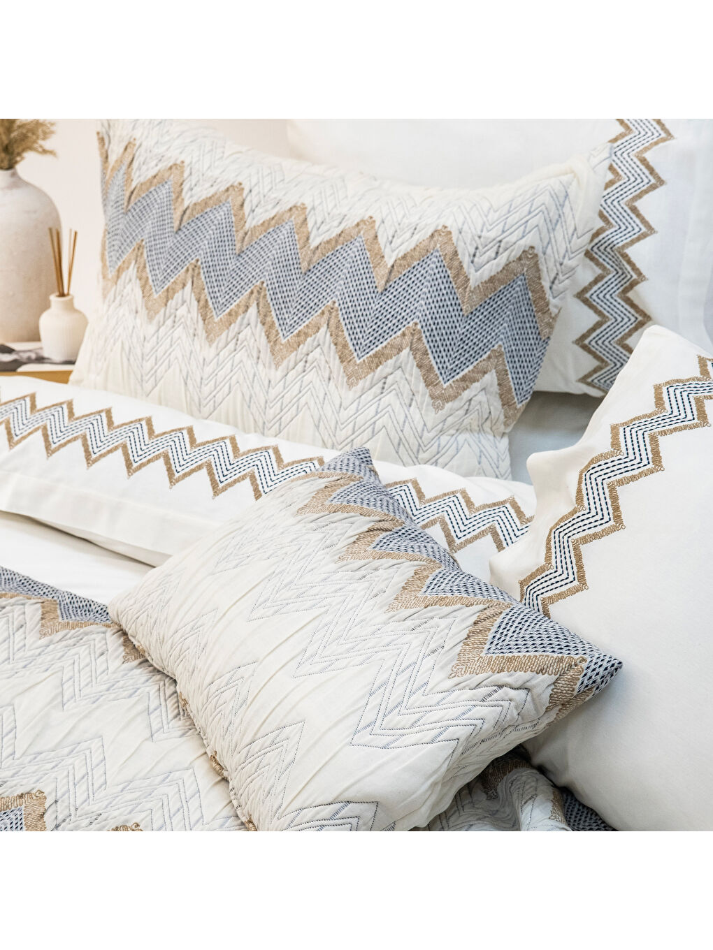 Home Rita Yatak Örtüsü Nevresim Seti 8 Parça-Mavi-5