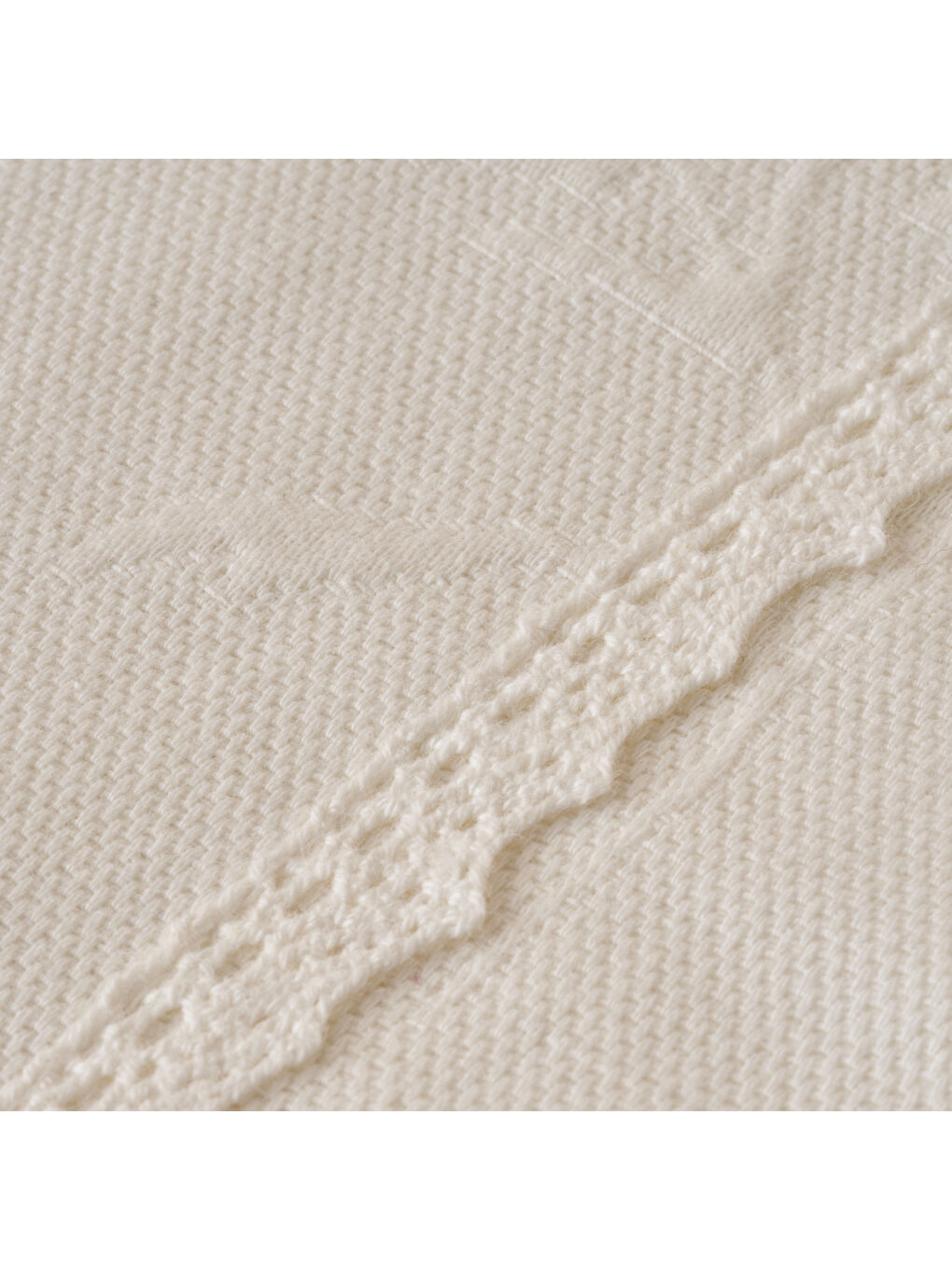 Beyaz %100 Pamuk Exclusive Jakarlı  Çift Kişilik Yatak Örtüsü Seti Ekru (240x260 cm)-3