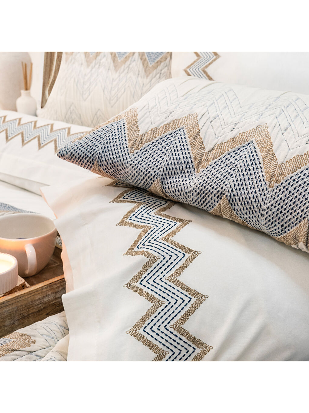 Home Rita Yatak Örtüsü Nevresim Seti 8 Parça-Mavi-6