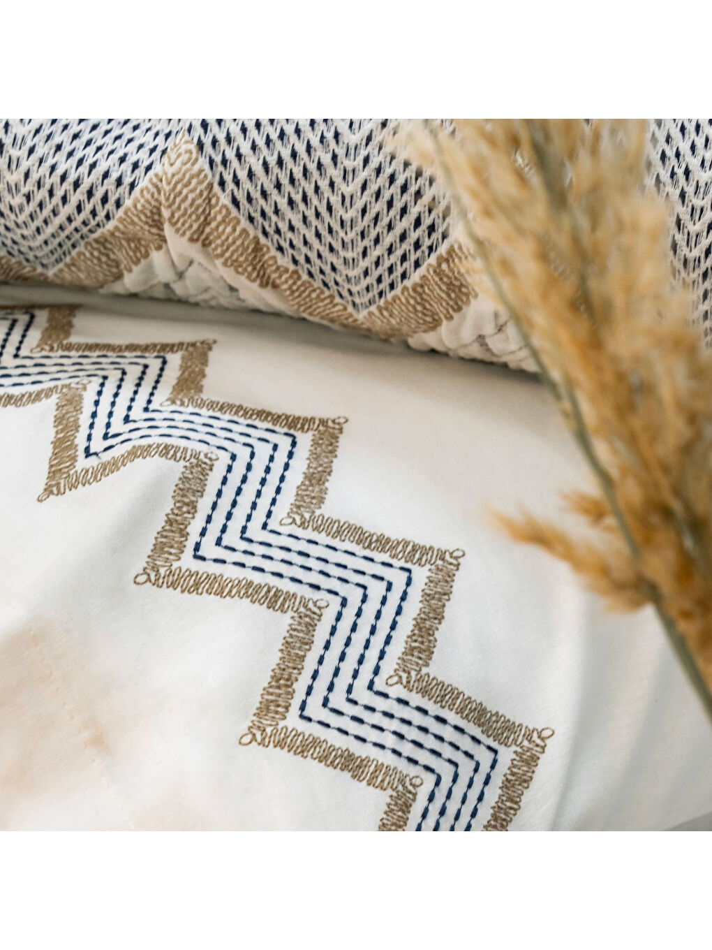 Home Rita Yatak Örtüsü Nevresim Seti 8 Parça-Mavi-7