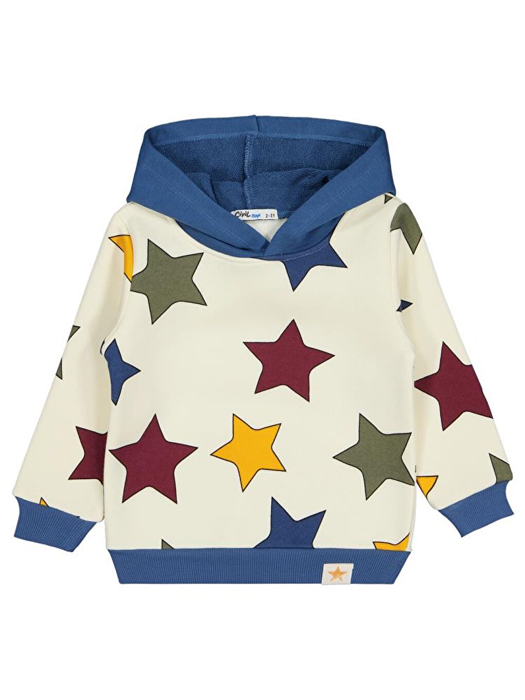 İndigo Boys Renkli Yıldız Baskılı 2-5 Yaş Sweatshirt - Mavi3-4 Yaş