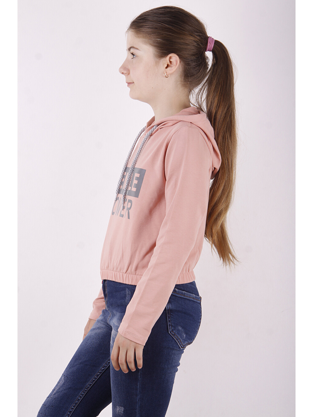 Pembe Kız Çocuk Female Power Baskılı Sweatshirt-1