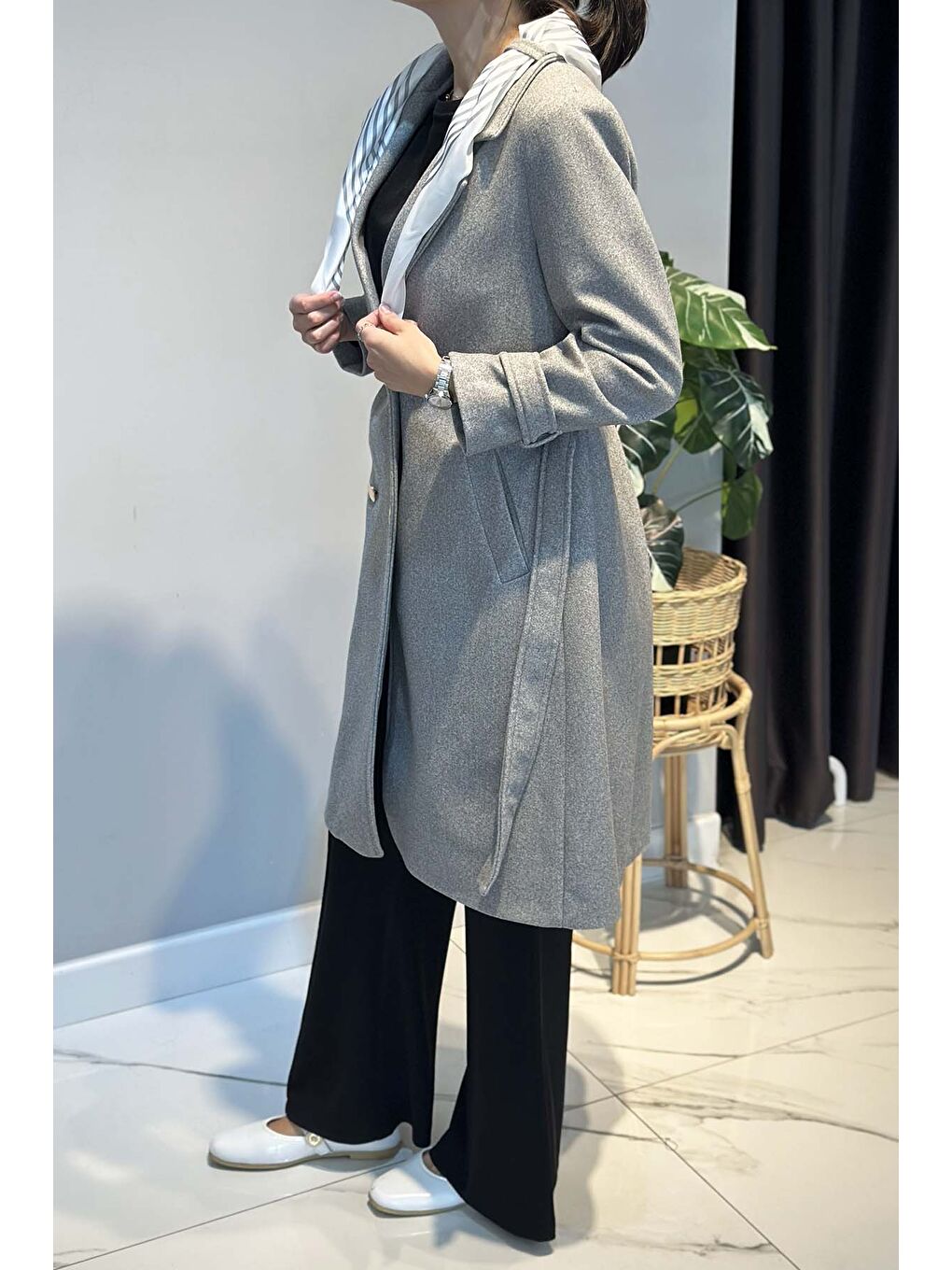 Fular Detay Kaban 30064 Gri-1