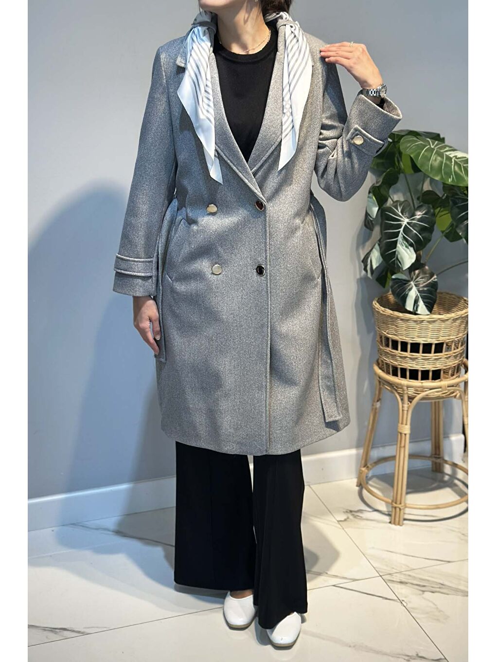 Fular Detay Kaban 30064 Gri-3