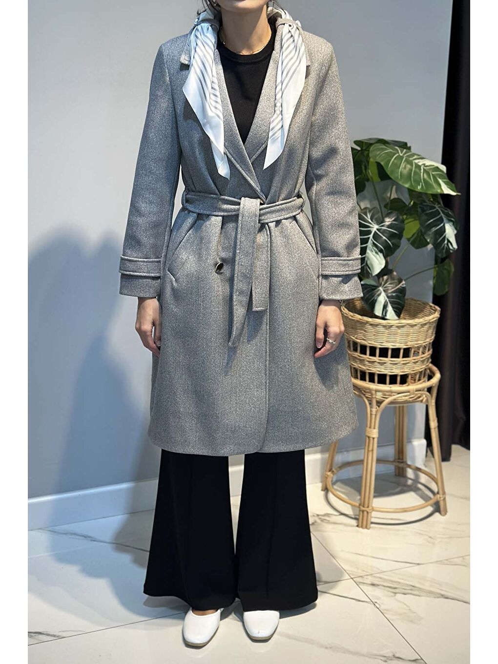 Fular Detay Kaban 30064 Gri-4